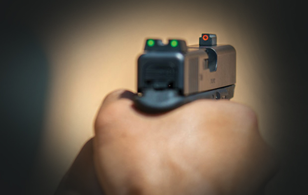 Evergreen Led sight illumination Tritium sights shown used on a gun.