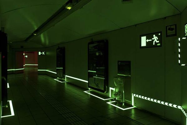 Glow in the dark guidance used in building