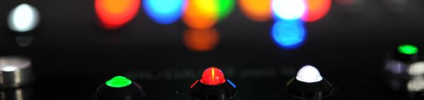 LED indicator lights shining in the dark