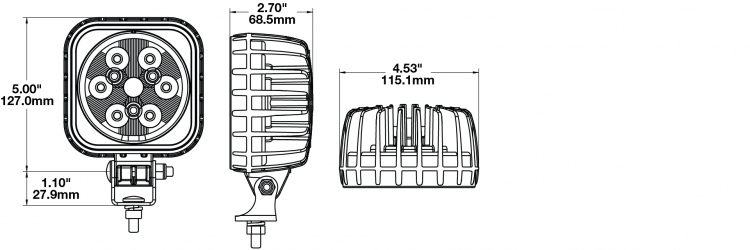 model-832-worklight-dimensions LED Work Auxiliary light dimensions
