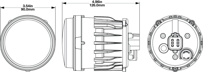 LED Headlight Model 93 dimensions