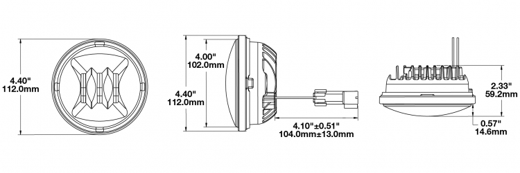 LED Fog Lights model 6045 dimensions
