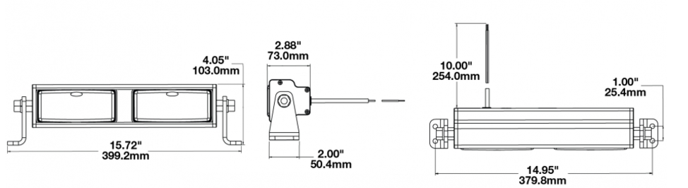 model-2m LED Light Bar: 2 Modules dimensions