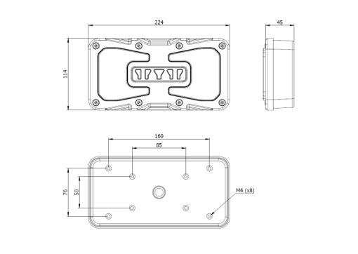 Rear light Model 420066 - technical drawing