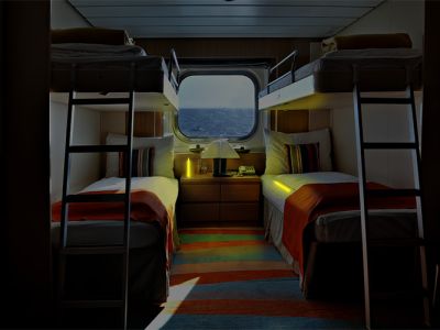 chemical lights being used inside a ship cabin