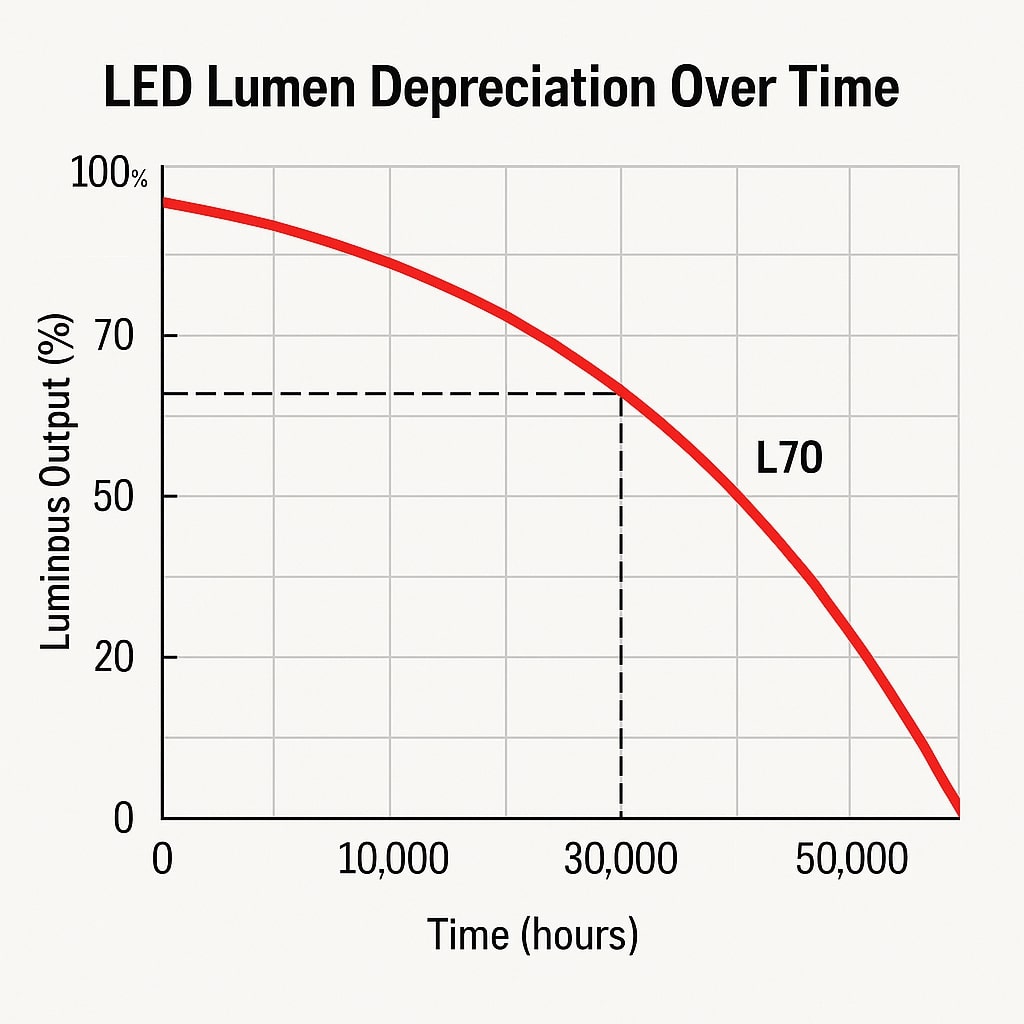 grpah displaying the decay of LED over time