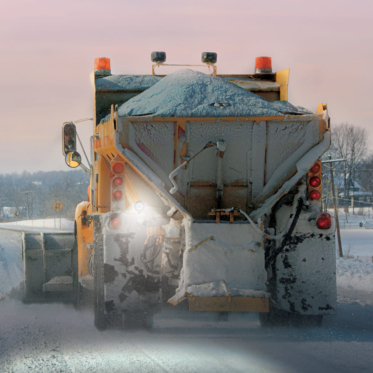 Heated LED Work Light Model 670 on the back of a snowtruck