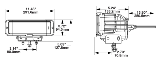 LED Rectangular Headlights Dimensions