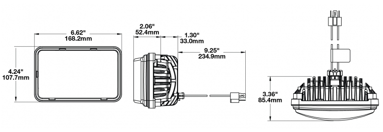 LED truck headlights model 8800 dimensions
