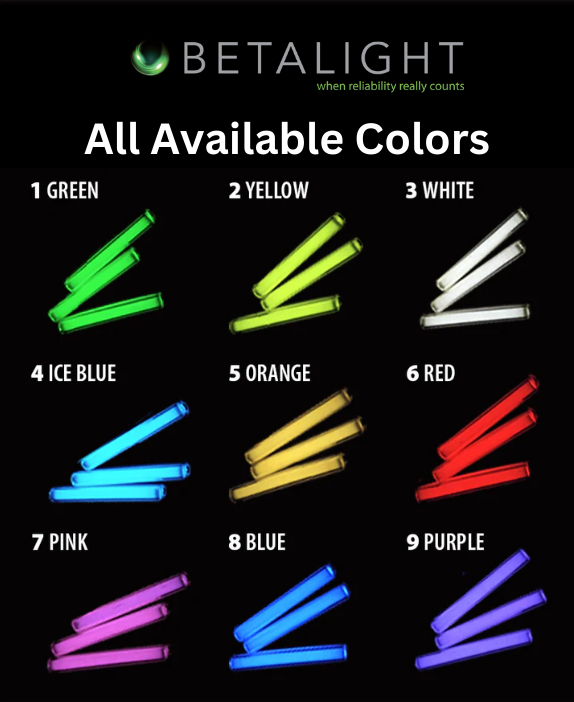 Image showing all available betalight tritium vial color options
