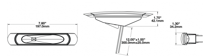 Dimensions of the marine navigation light model 450
