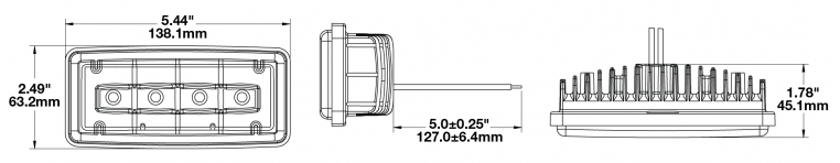 Dimensions of LED Auxiliary Work Lights Multicolor
