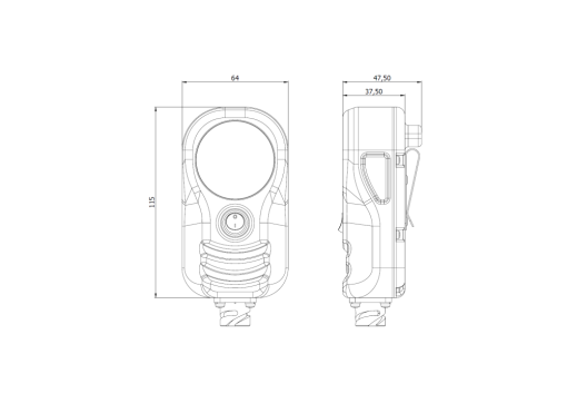The dimensions of the mounted vehicle work light
