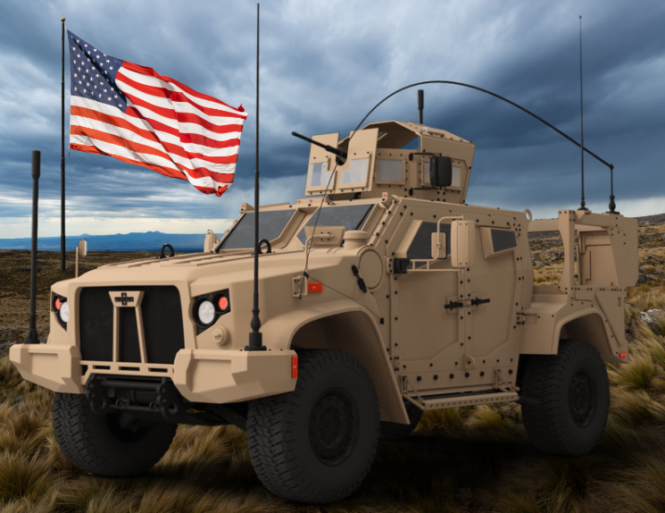 Armored vehicle with american flag