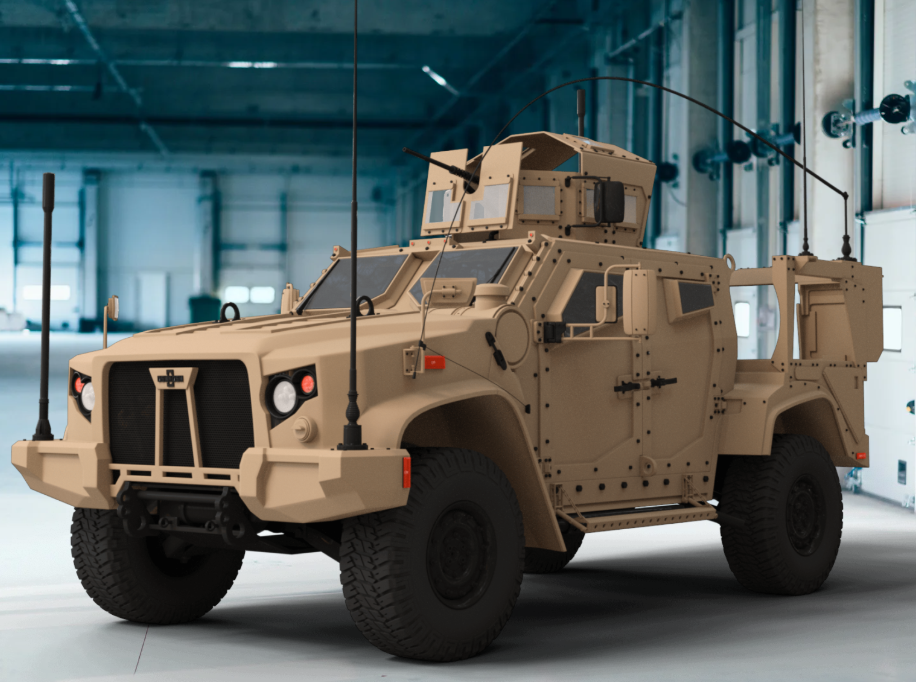 military vehicle in a STANAG 4370 testing facility
