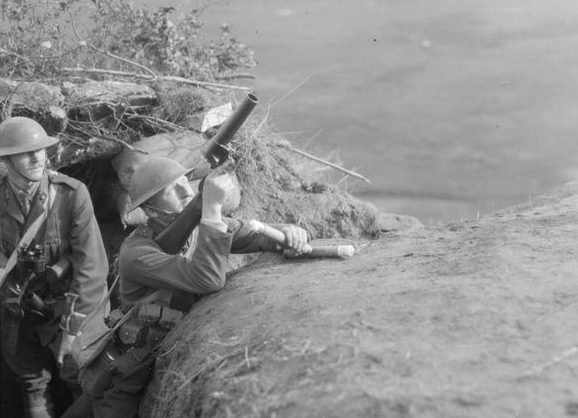 A soldier using a flare gun during World War 1