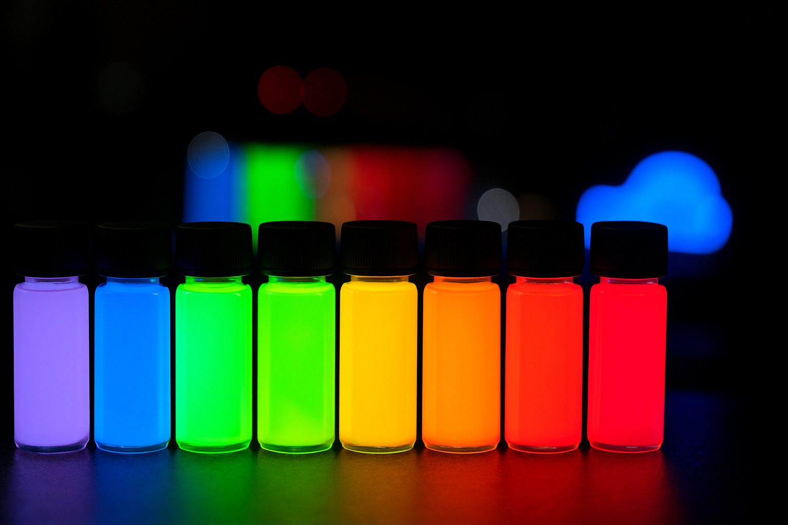 quantum-dot-nanophosphor quantum dot and nanophosphor colored bottles