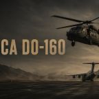 RTCA DO-160 aircraft testing standard image with helicopter overhead and cargo plane on runway.