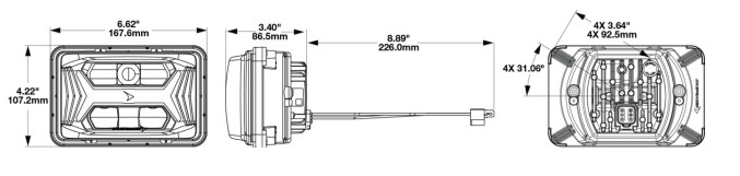 the dimensions of the square model 8800 EVO X model